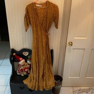 Burnt Orange short sleeve faithful the brand midi dress